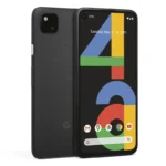 Điện thoại Google Pixel 4a hiển thị mặt trước và mặt sau, minh họa thiết kế nhỏ gọn và camera đơn.