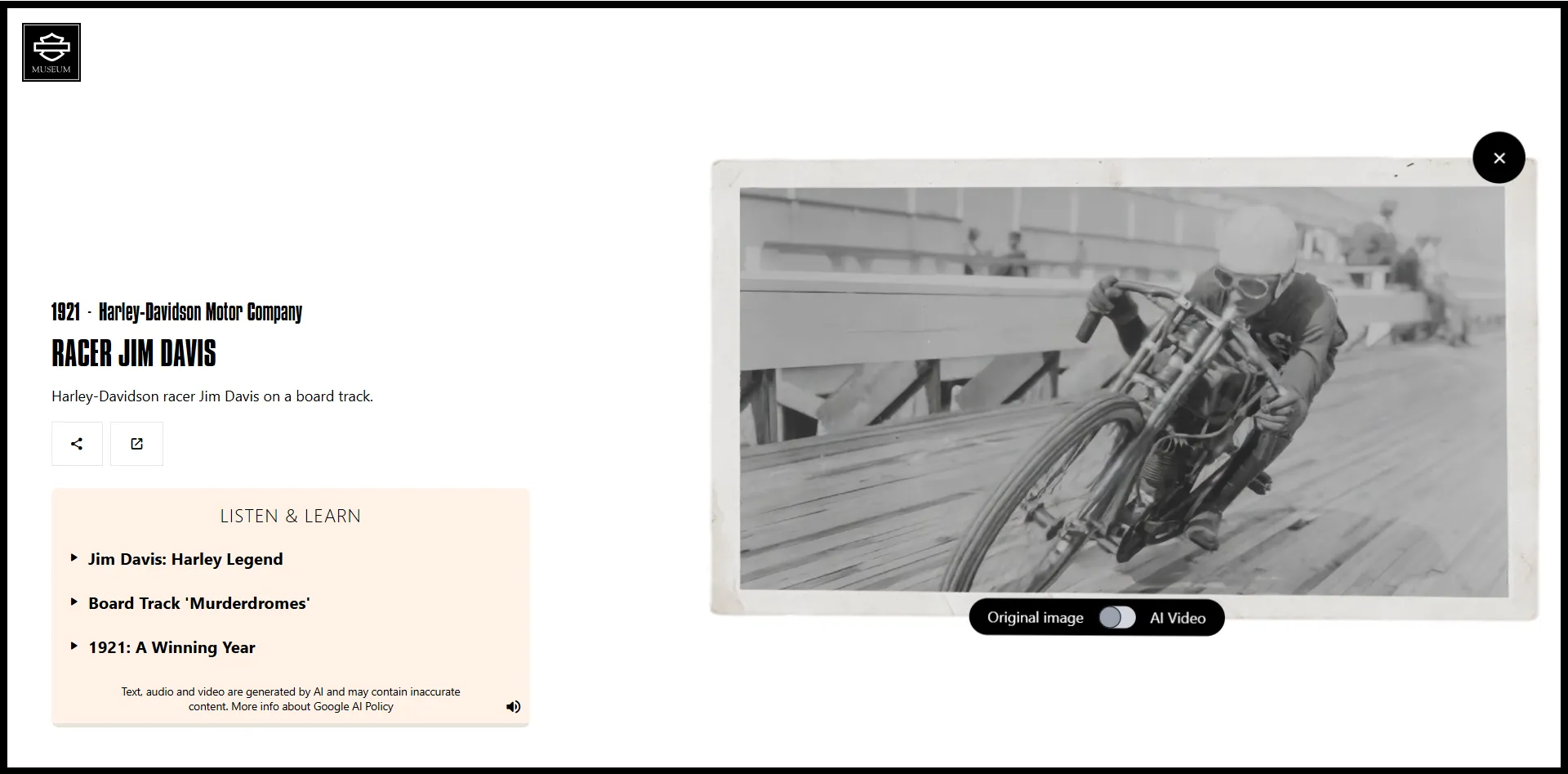 Dự án Google Arts & Culture ứng dụng AI cho ảnh lịch sử tại Harley-Davidson Museum