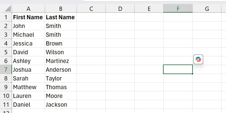 Dữ liệu trong Excel đã được tách thành các cột riêng biệt dựa trên dấu phân cách.