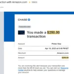 Email thông báo giao dịch 250 đô la gian lận trên Amazon