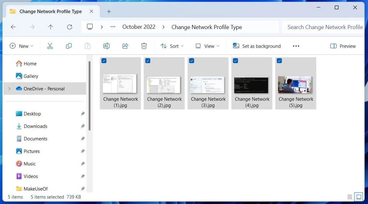 File Explorer hiển thị các hình ảnh có tên tương tự
