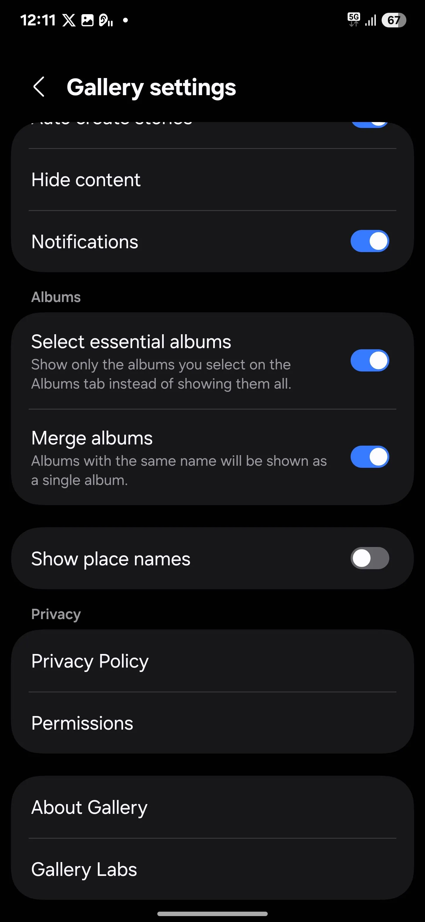 Gallery Labs được bật trên Samsung Galaxy