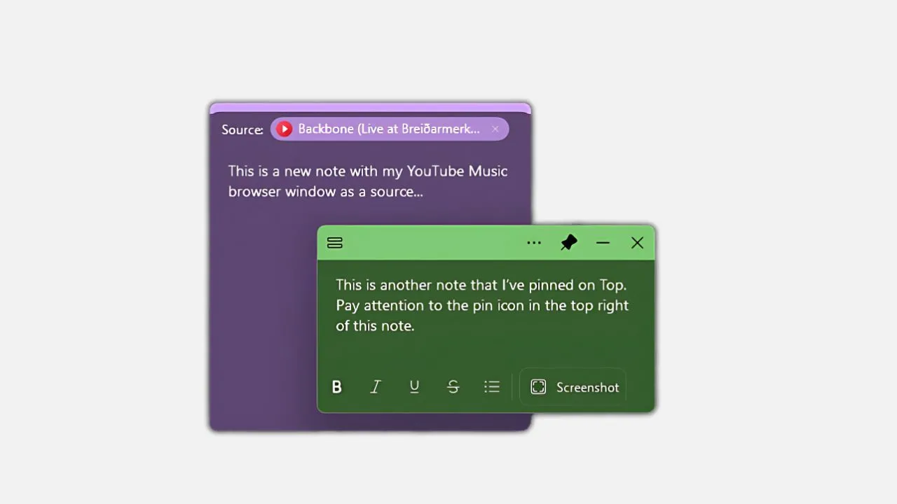 Ghi chú Sticky Notes được ghim cố định trên màn hình Windows 11