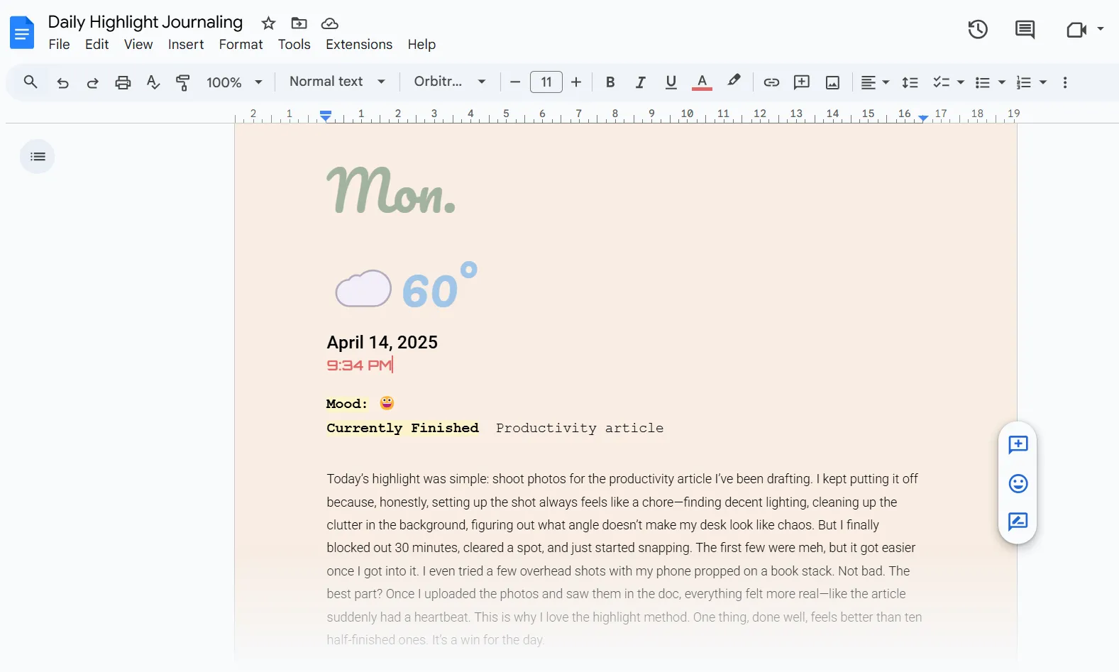 Ghi chú và nhật ký Daily Highlight trong Google Docs giúp theo dõi tiến độ công việc