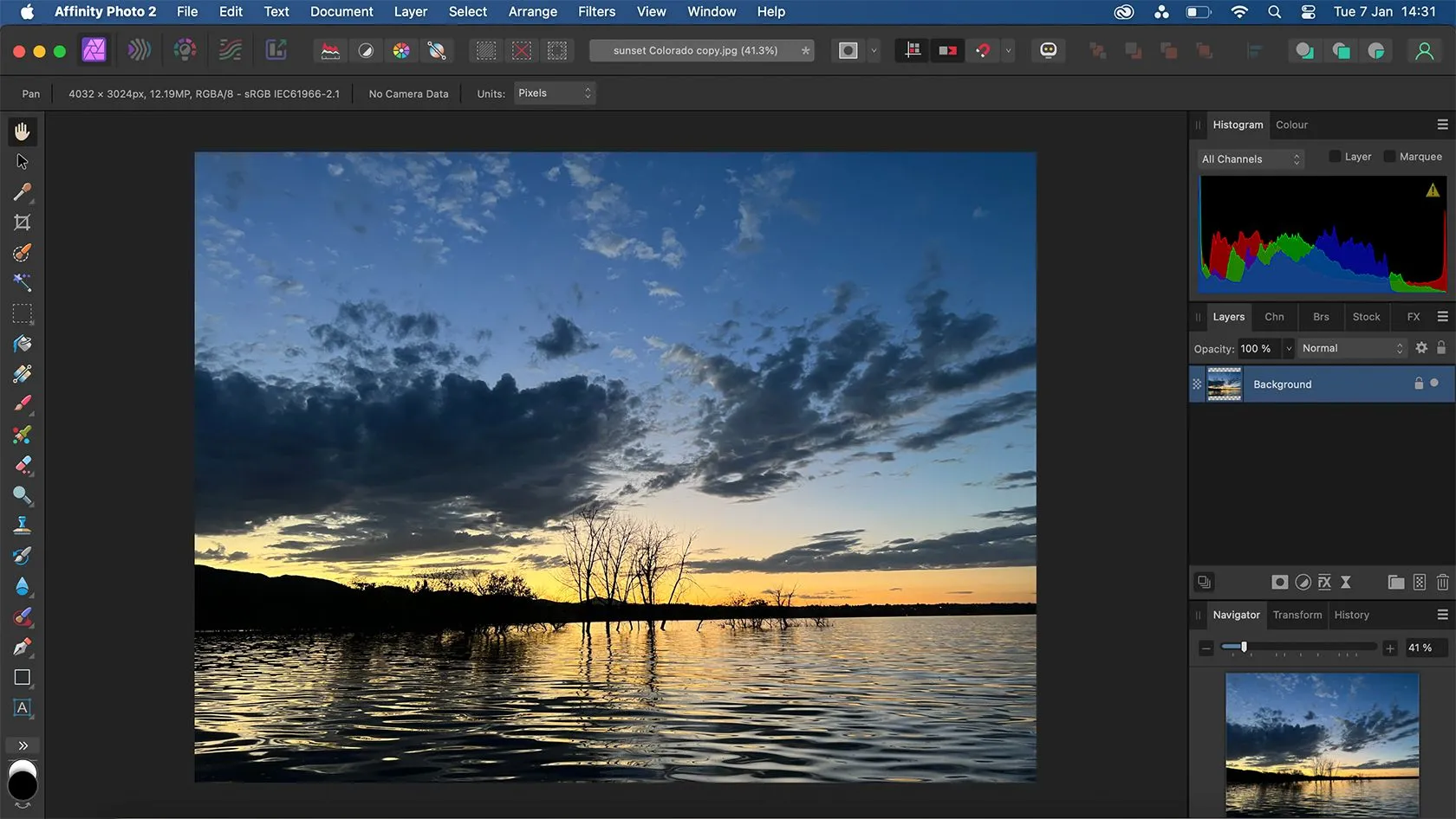 Giao diện Affinity Photo với bố cục quen thuộc