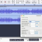 Giao diện Audacity với plugin nén âm thanh được chọn, minh họa khả năng mở rộng tính năng của phần mềm chỉnh sửa âm thanh miễn phí này.