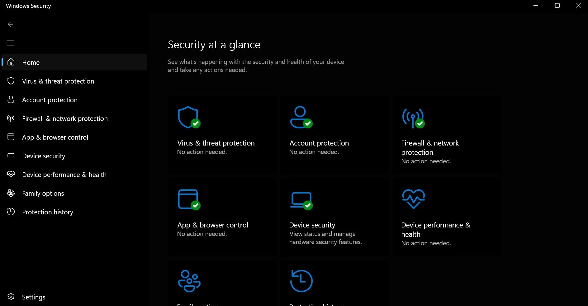 Giao diện bảo mật của Windows Defender trên laptop