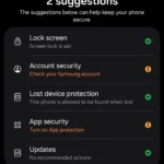 Giao diện cài đặt Bảo mật và quyền riêng tư trên điện thoại Samsung Galaxy
