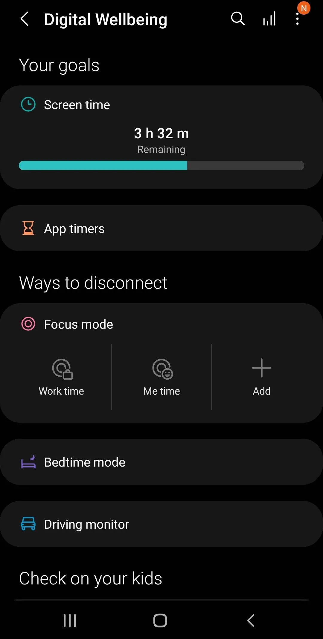 Giao diện cài đặt Digital Wellbeing trên Android, nơi người dùng có thể thiết lập các tính năng quản lý thời gian sử dụng ứng dụng như YouTube.