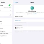 Giao diện cài đặt iCloud trên iPad, minh họa tính năng sao lưu tự động và quản lý dữ liệu đám mây.