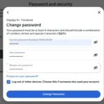 Giao diện cài đặt và thay đổi mật khẩu Facebook để tăng cường bảo mật tài khoản