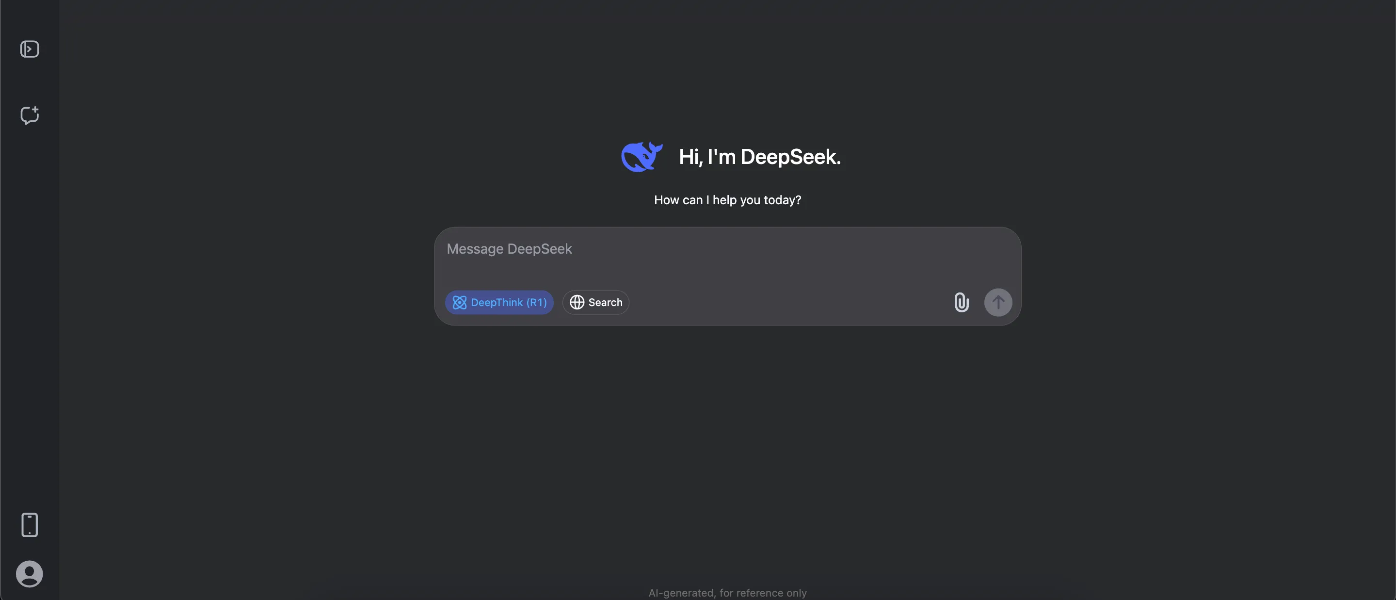Giao diện chatbot DeepSeek AI với mô hình flagship DeepSeek-R1 miễn phí