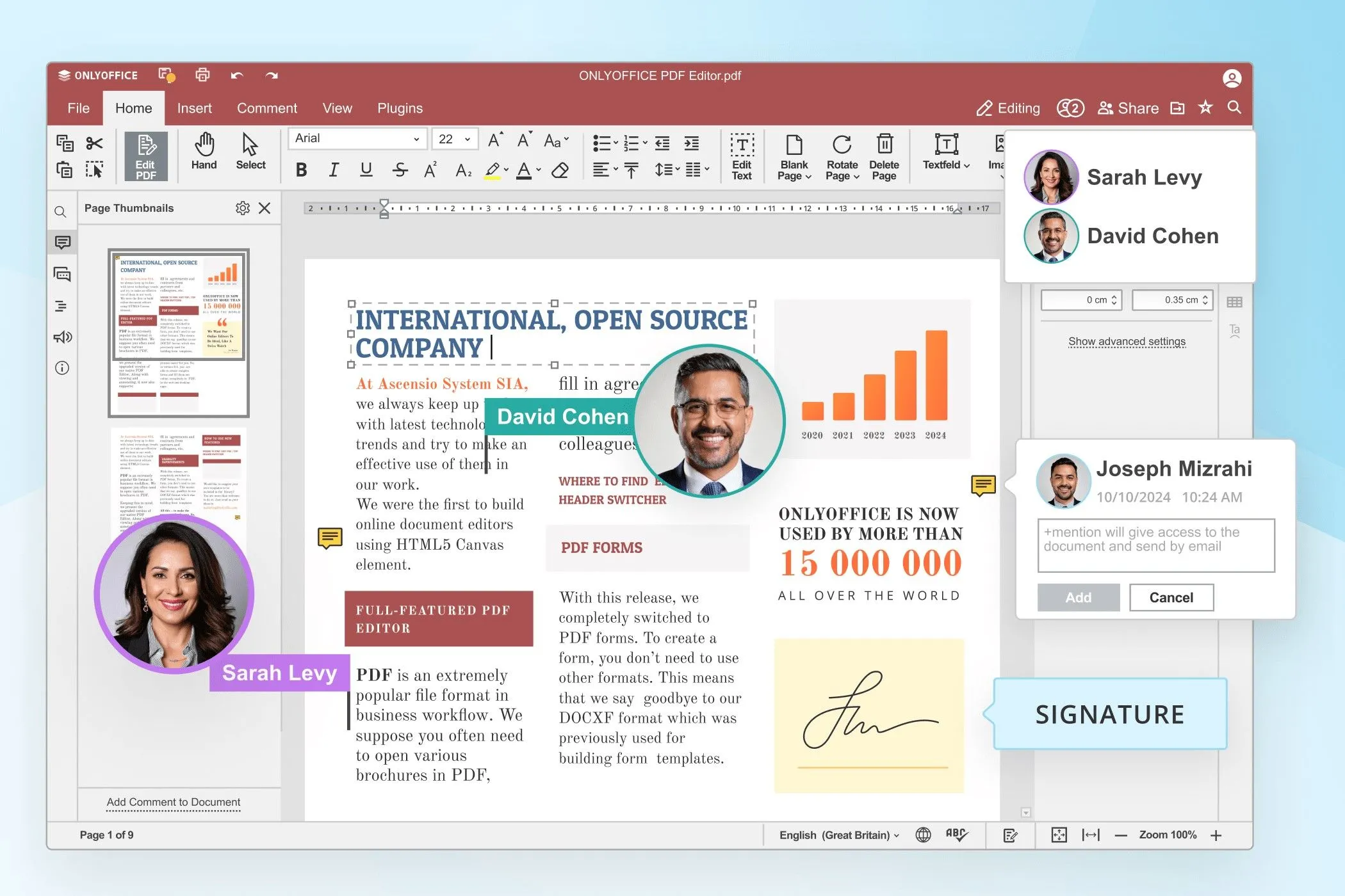 Giao diện chỉnh sửa PDF của OnlyOffice
