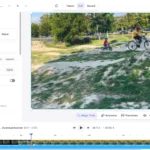 Giao diện chỉnh sửa video trực quan trên nền tảng Veed.io, thể hiện các công cụ và timeline.