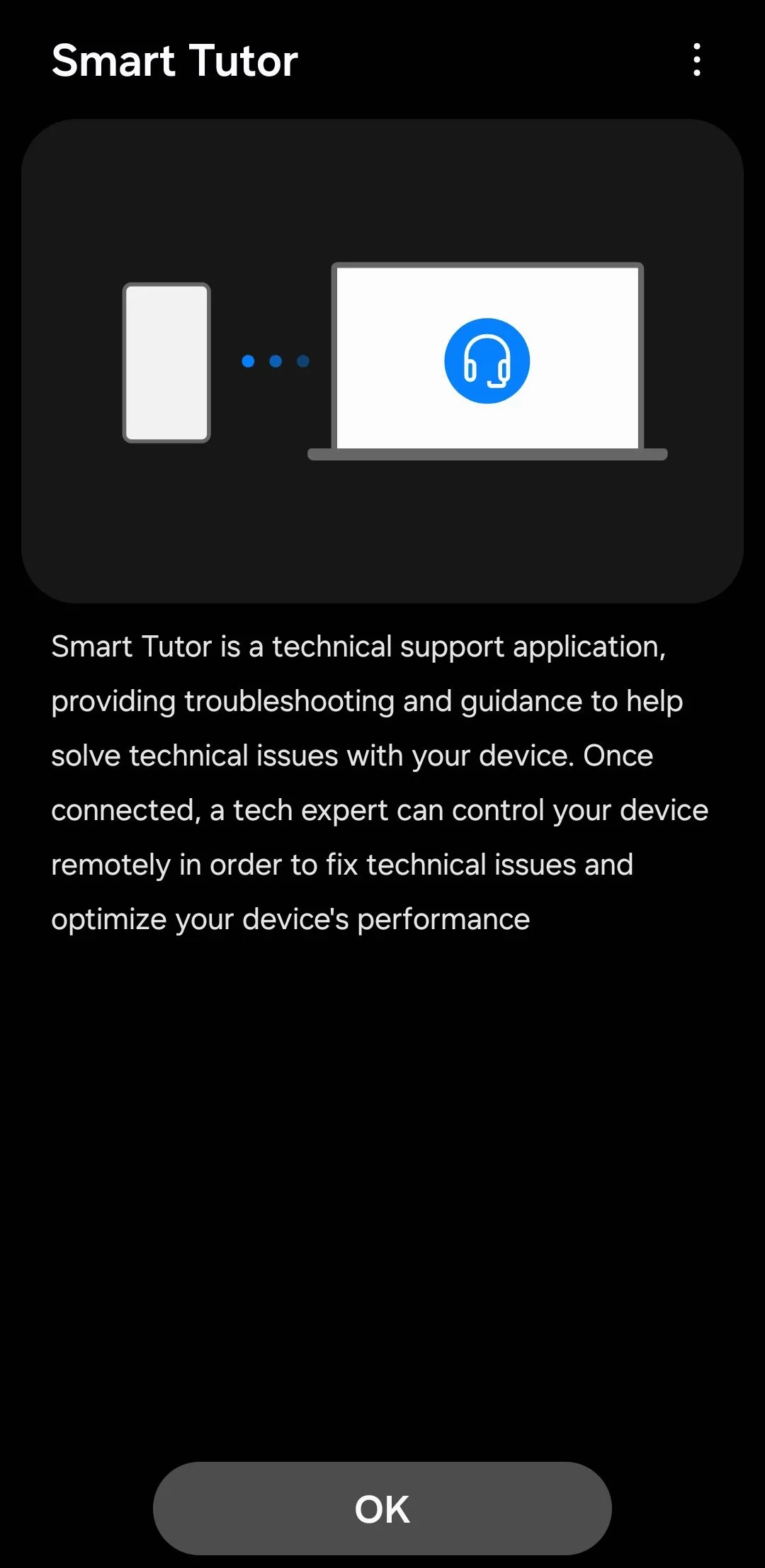 Giao diện chính ứng dụng Smart Tutor trên điện thoại Galaxy