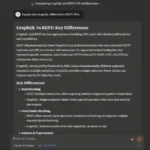 Giao diện công cụ AI Claude hiển thị phản hồi chi tiết về so sánh GraphQL và REST với phong cách giải thích