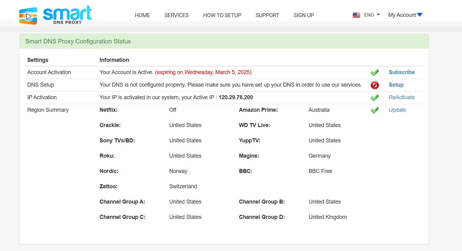 Giao diện đăng ký tài khoản Smart DNS Proxy mới với tùy chọn dùng thử miễn phí.