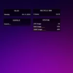 Giao diện desktop Windows 11 được tùy biến với skin Illustro của Rainmeter