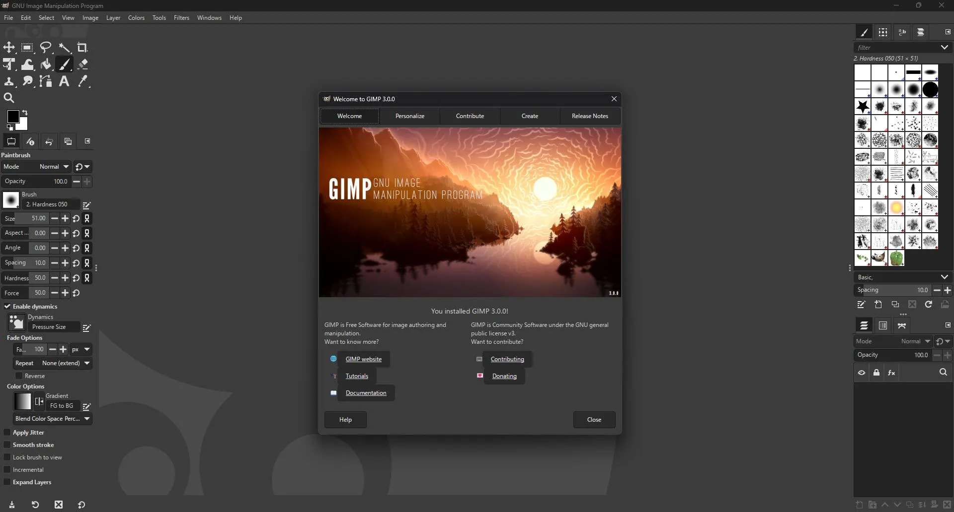 Giao diện GIMP 3.0 mới với thiết kế hiện đại và thanh công cụ cải tiến