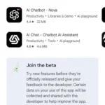 Giao diện Google Play Store với tùy chọn tham gia chương trình beta ChatGPT trên Android