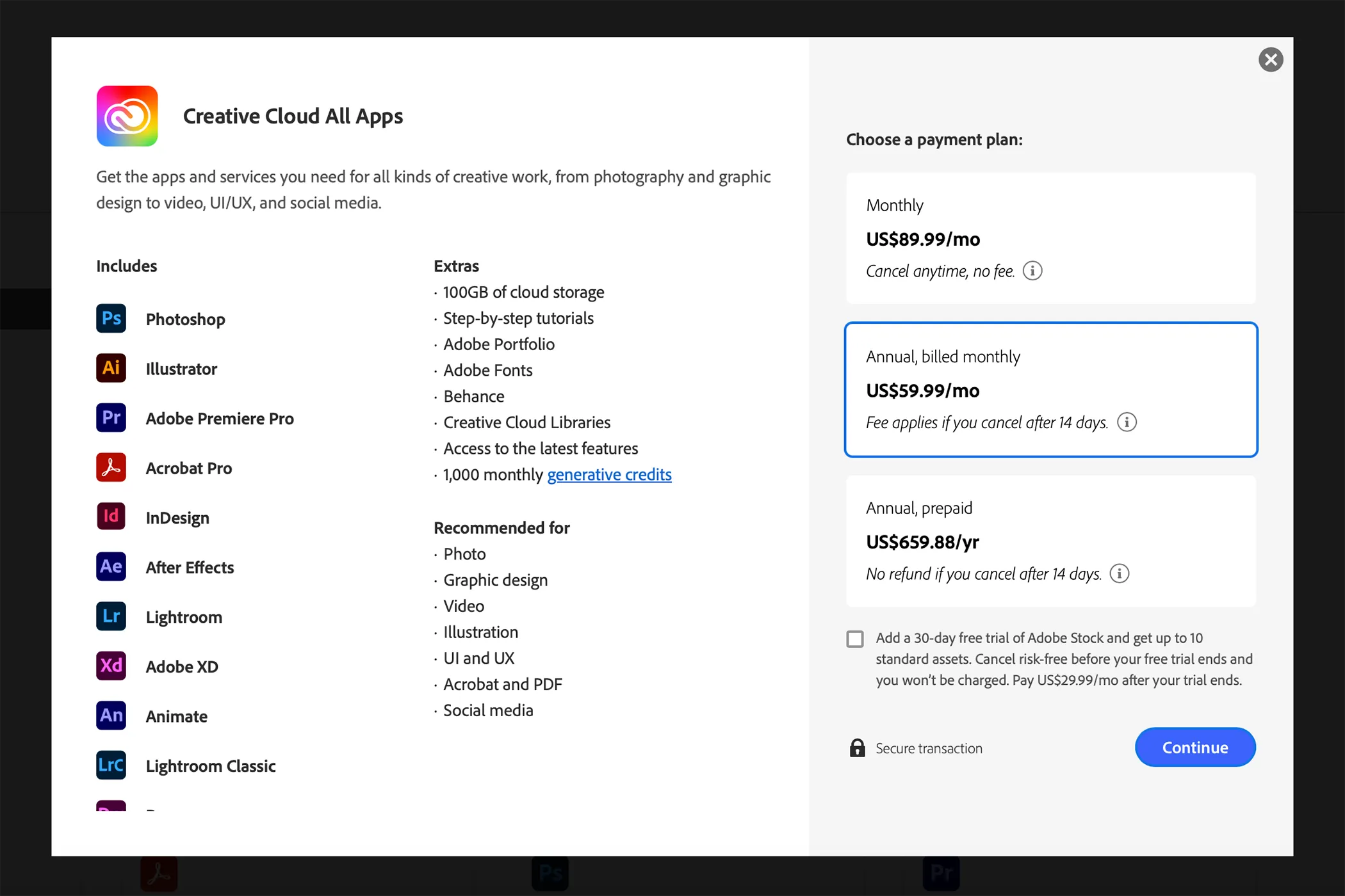 Giao diện hoặc logo gói Adobe Creative Cloud All Apps hiện tại