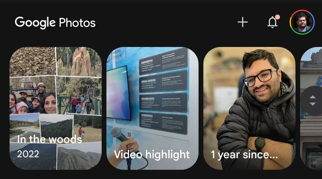 Giao diện kỷ niệm và album được tuyển chọn tự động trên Google Photos, minh họa khả năng AI trong việc sắp xếp ảnh.