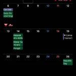 Giao diện Lịch Samsung Calendar trên điện thoại Galaxy Z Flip 6 với các sự kiện hiển thị rõ ràng, minh họa tính năng xem chi tiết và quản lý lịch trình hiệu quả.