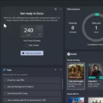 Giao diện màn hình chính của tính năng Phiên Tập Trung trên Windows 11