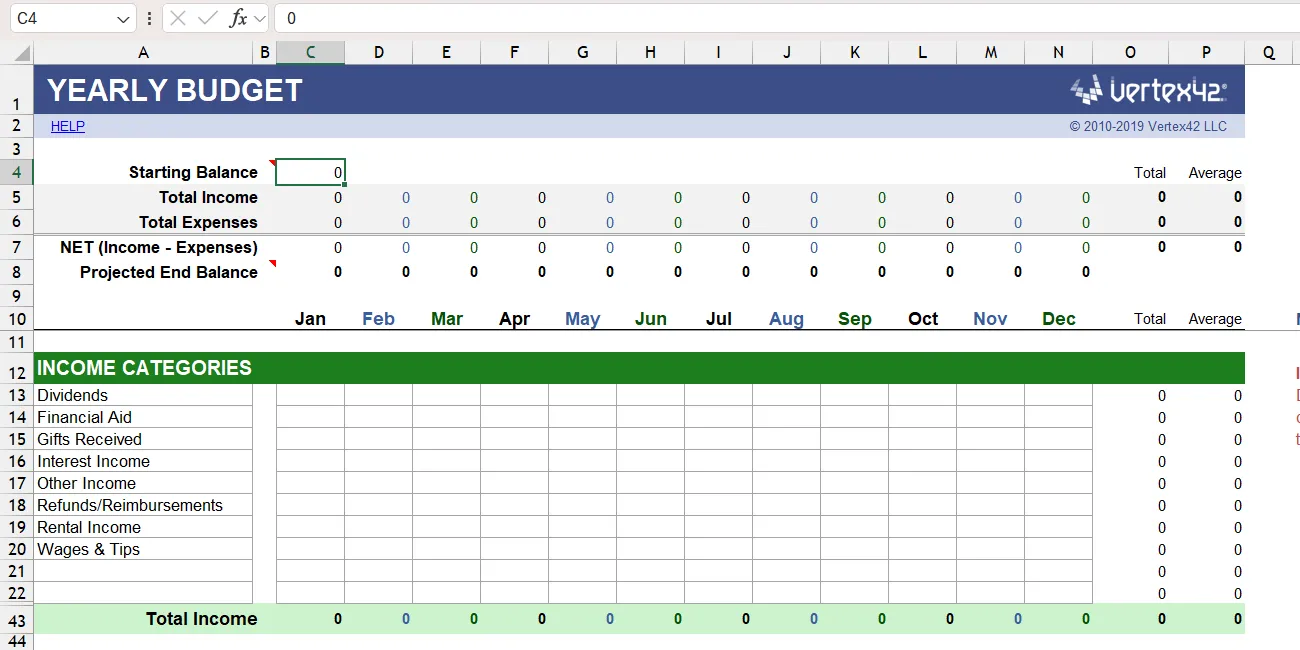 Giao diện mẫu Excel quản lý tài chính cá nhân toàn diện