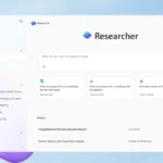Giao diện Microsoft 365 Copilot hiển thị chức năng AI Researcher để nghiên cứu chuyên sâu.