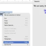 Giao diện Microsoft Word với menu chuột phải hiển thị tùy chọn Smart Lookup