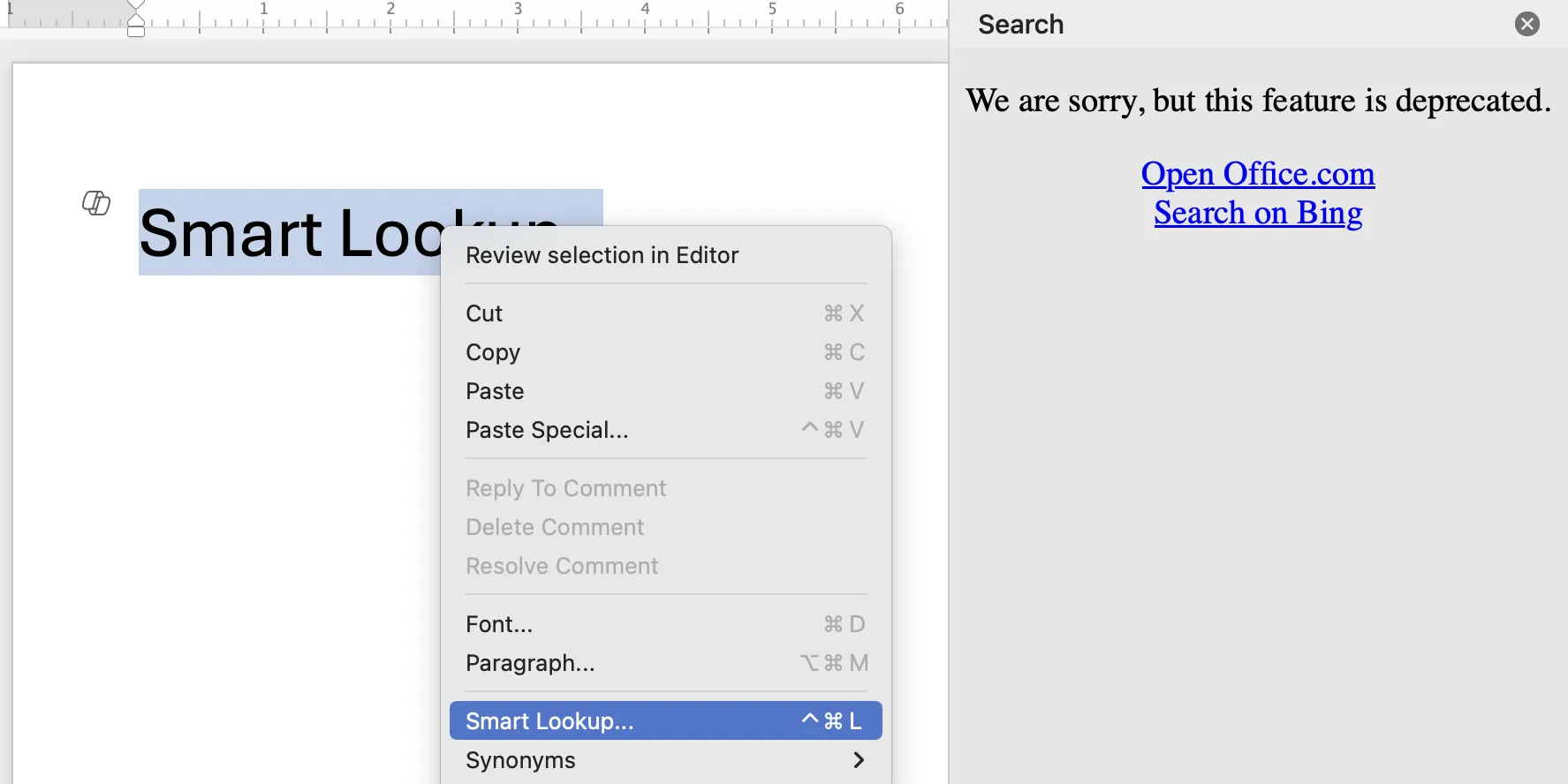 Giao diện Microsoft Word với menu chuột phải hiển thị tùy chọn Smart Lookup