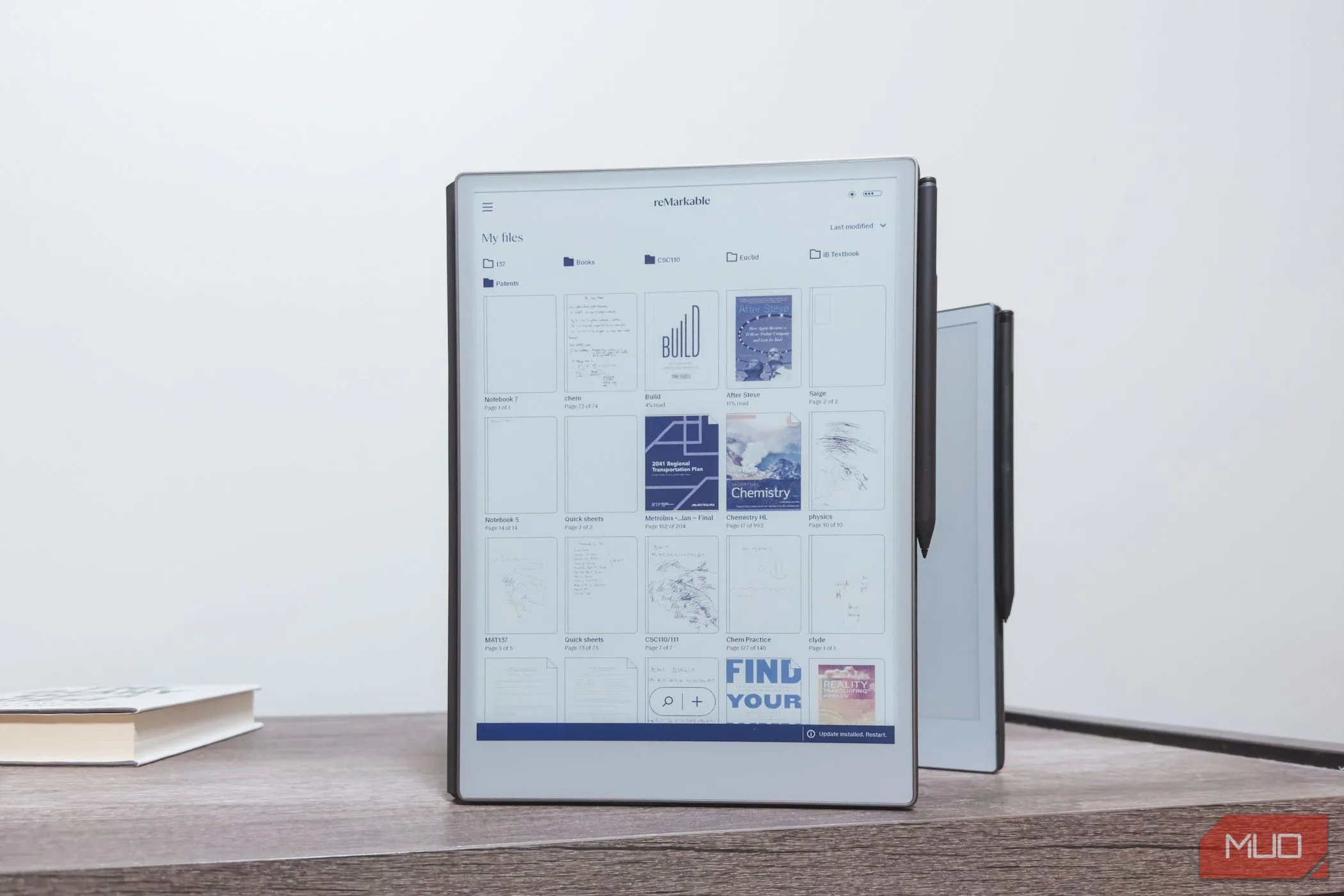 Giao diện người dùng (homepage) của hệ điều hành reMarkable OS trên Paper Pro