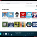 Giao diện người dùng Pocket Casts trên trình duyệt web, thể hiện khả năng nghe podcast miễn phí trên nền tảng máy tính.
