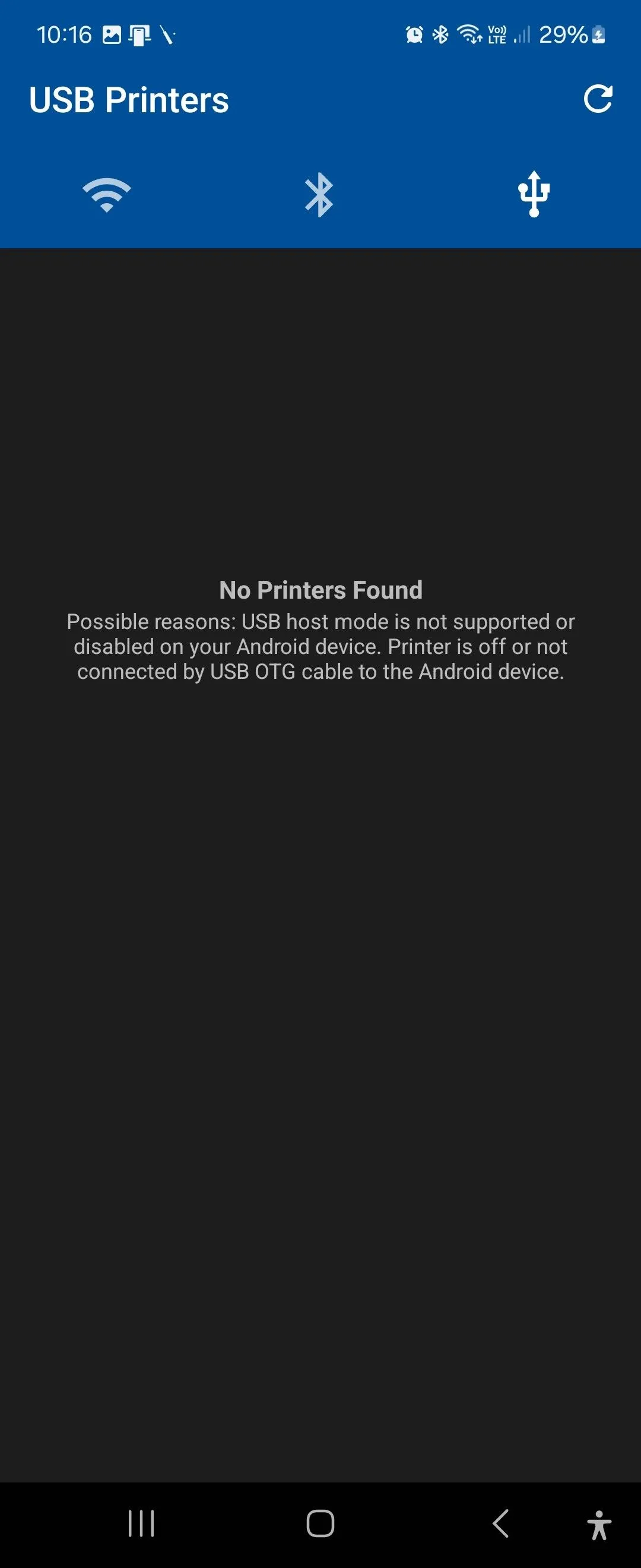Giao diện NokoPrint hiển thị các tùy chọn in từ điện thoại Android