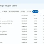 Giao diện PC Manager hiển thị danh sách file dung lượng lớn và tùy chọn quản lý