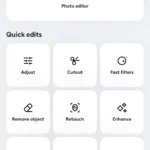 Giao diện phần chỉnh sửa ảnh (Edit) của Photoleap với các công cụ sắp xếp trực quan