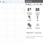Giao diện Power Tools trên Google Sheets với các tùy chọn xử lý và sắp xếp dữ liệu.