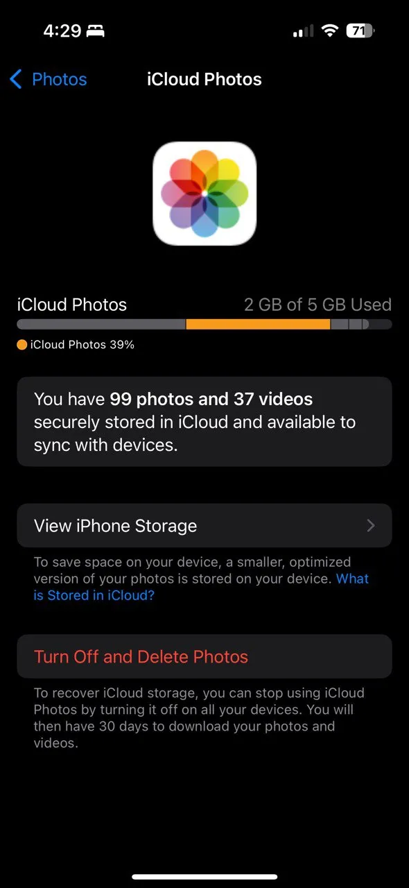 Giao diện quản lý dung lượng Ảnh iCloud, hiển thị tùy chọn &quot;Tối ưu hóa dung lượng iPhone&quot; để tiết kiệm không gian lưu trữ cục bộ.