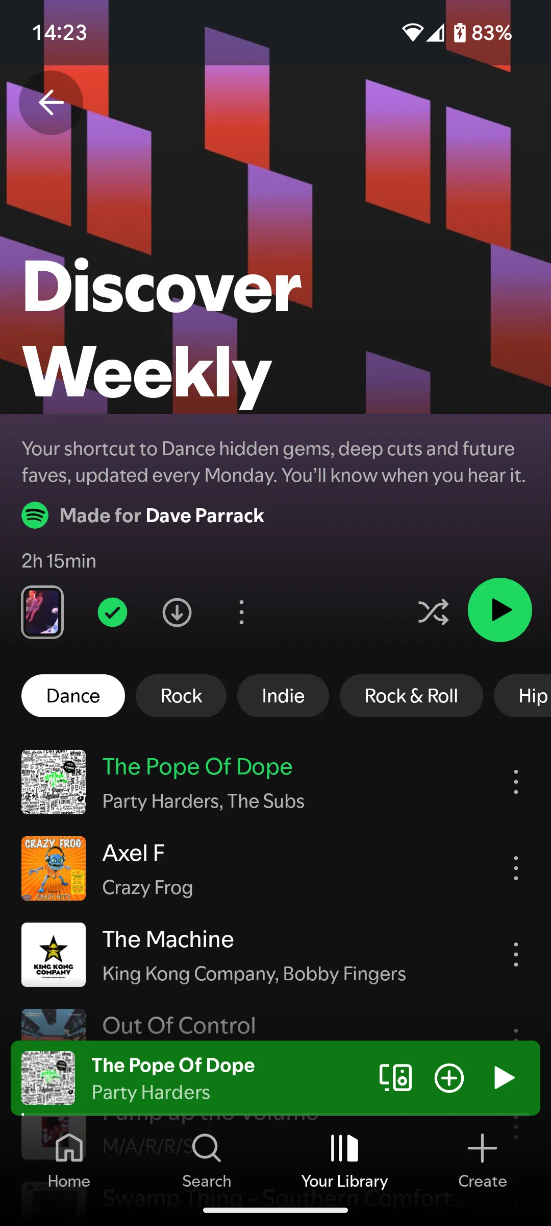 Giao diện Spotify Discover Weekly với tính năng tùy chỉnh thể loại nhạc mới