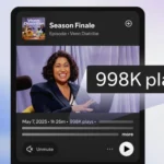 Giao diện Spotify hiển thị số lượt phát cho một tập podcast.
