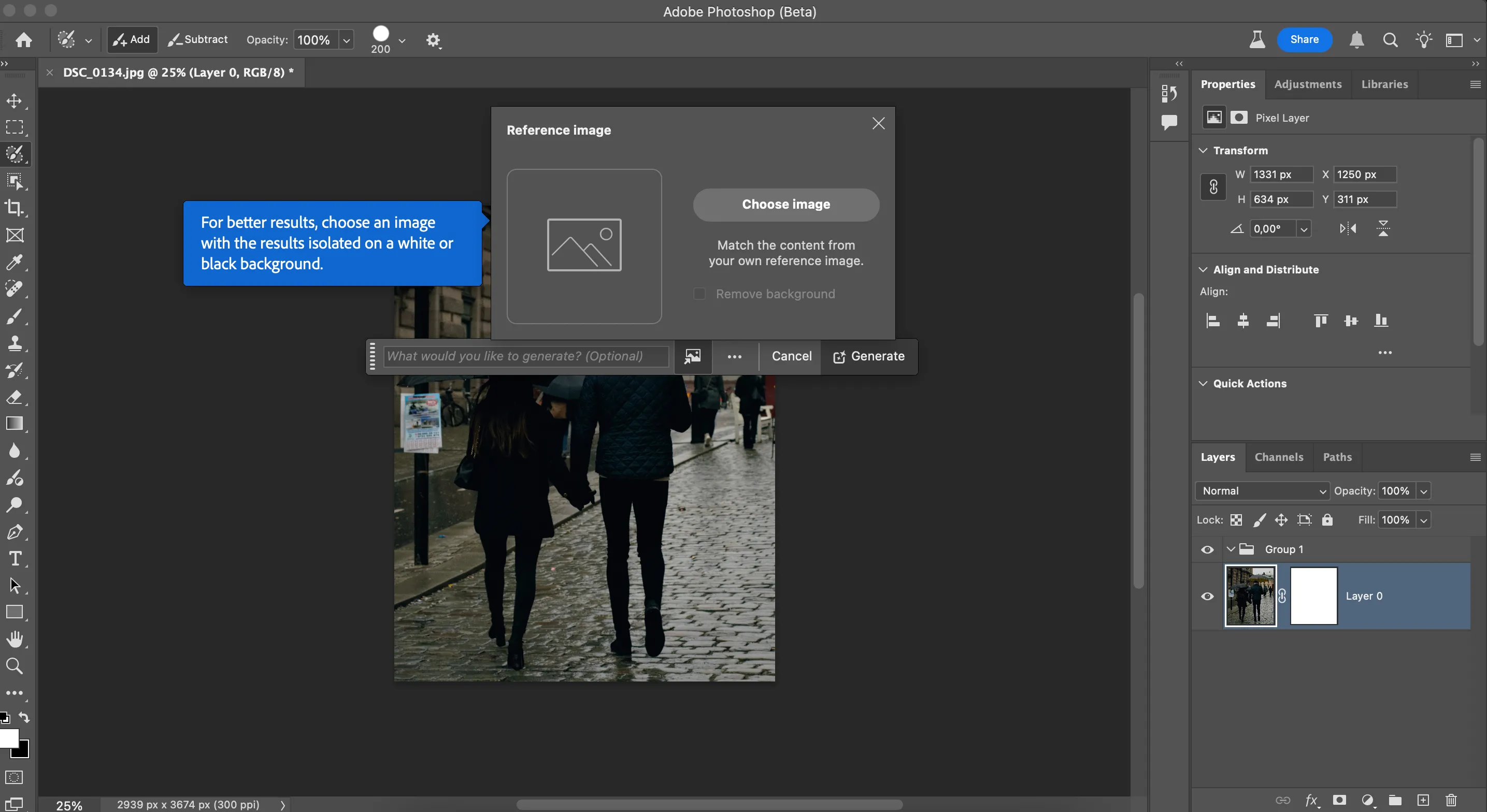 Giao diện tải ảnh tham chiếu trong tính năng Photoshop Reference Image
