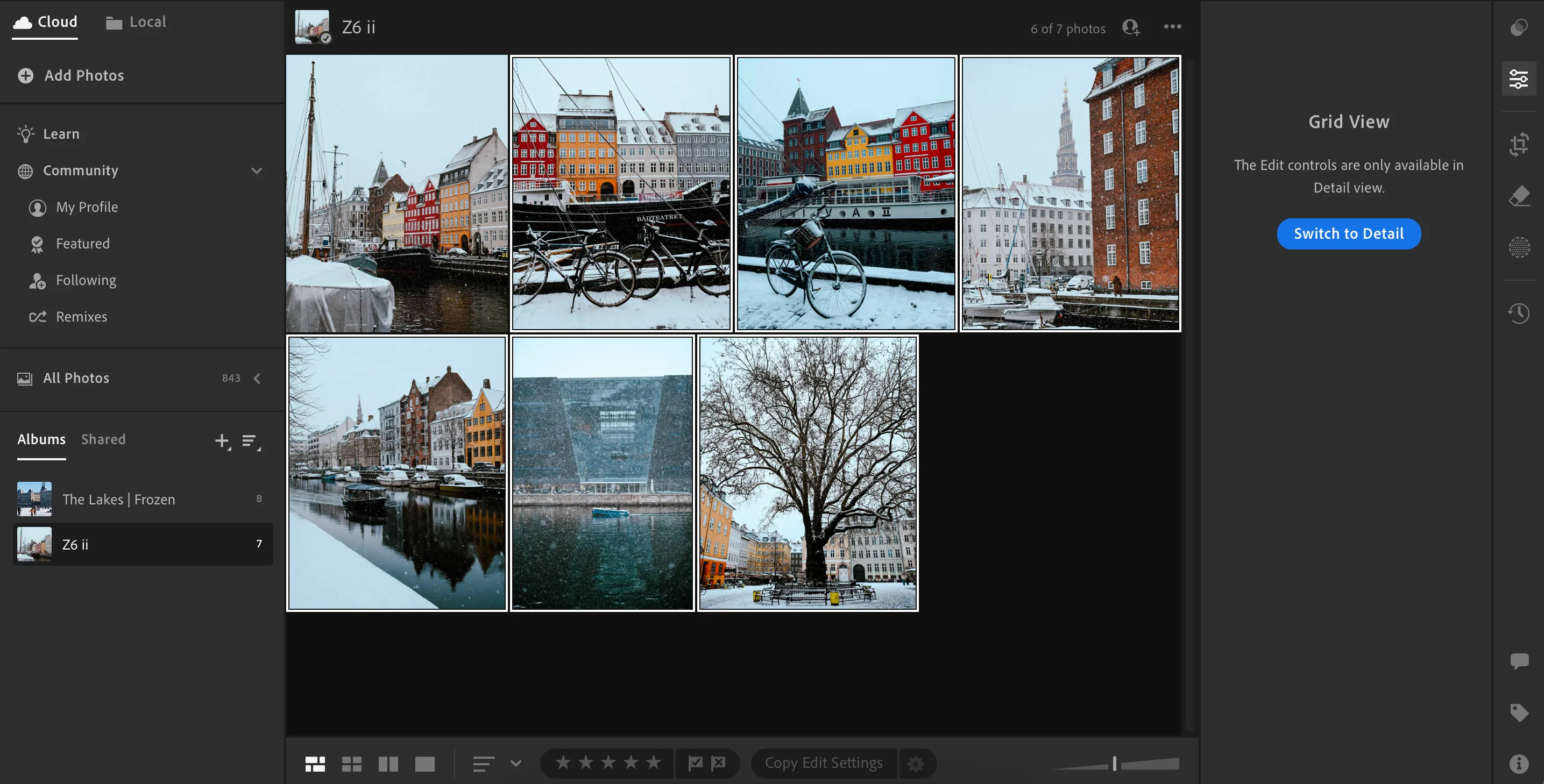 Giao diện tạo album để sắp xếp hình ảnh trong Adobe Lightroom