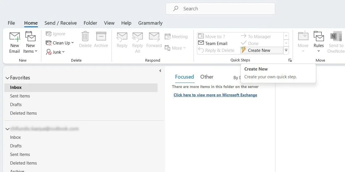 Giao diện tạo Bước nhanh (Quick Step) tùy chỉnh trong Microsoft Outlook trên Windows