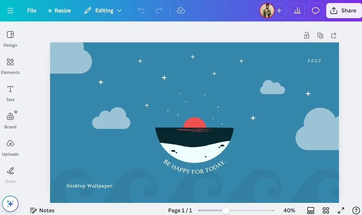 Giao diện tạo hình nền tùy chỉnh trong ứng dụng Canva trên máy tính, cho phép người dùng cá nhân hóa màn hình với các thiết kế độc đáo.