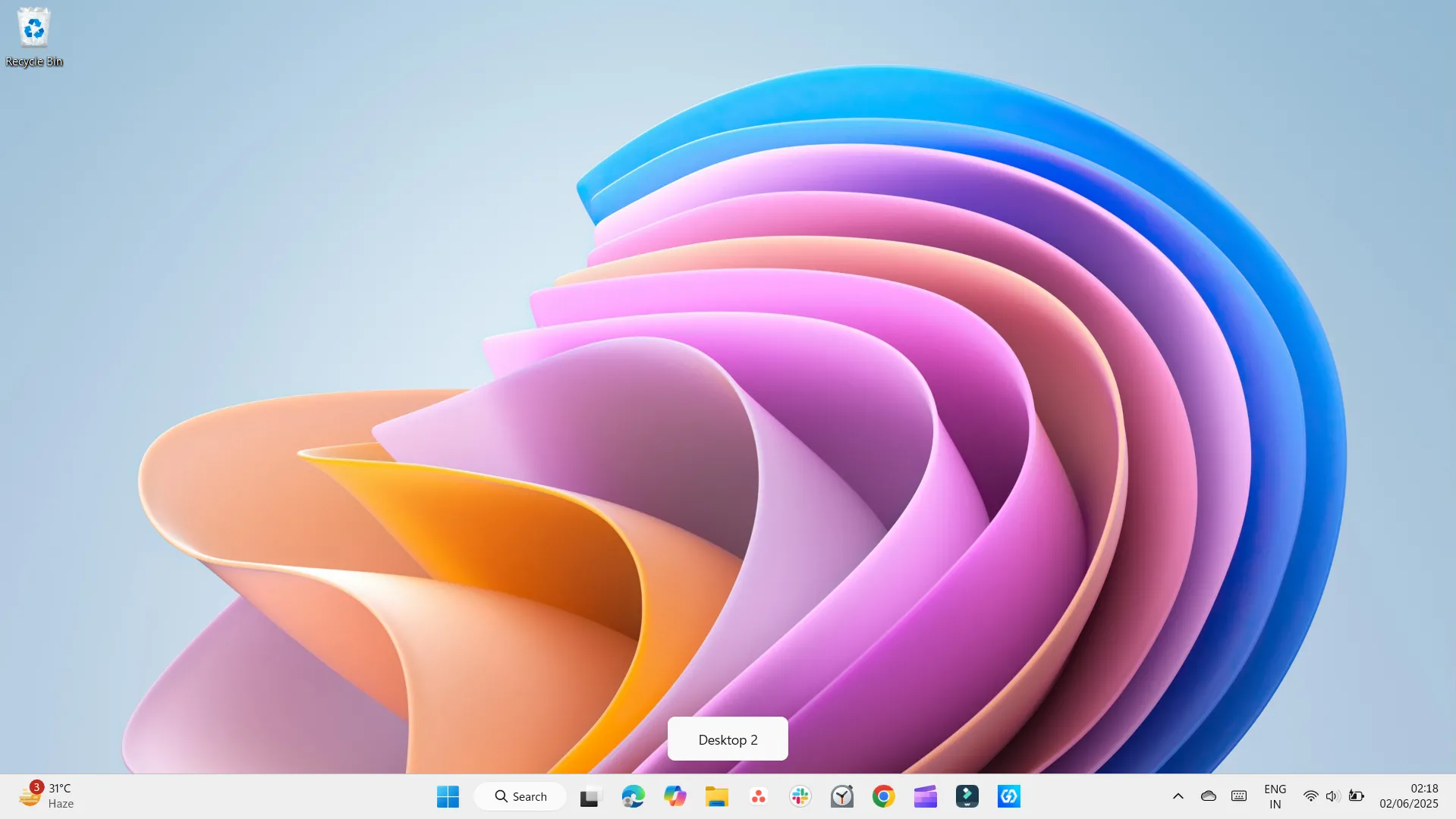 Giao diện tạo mới một desktop ảo thứ hai trên Windows