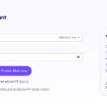 Giao diện tạo tài khoản Proton Mail, ứng dụng email chú trọng bảo mật và quyền riêng tư.