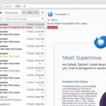 Giao diện Thunderbird với email đang mở và các tab