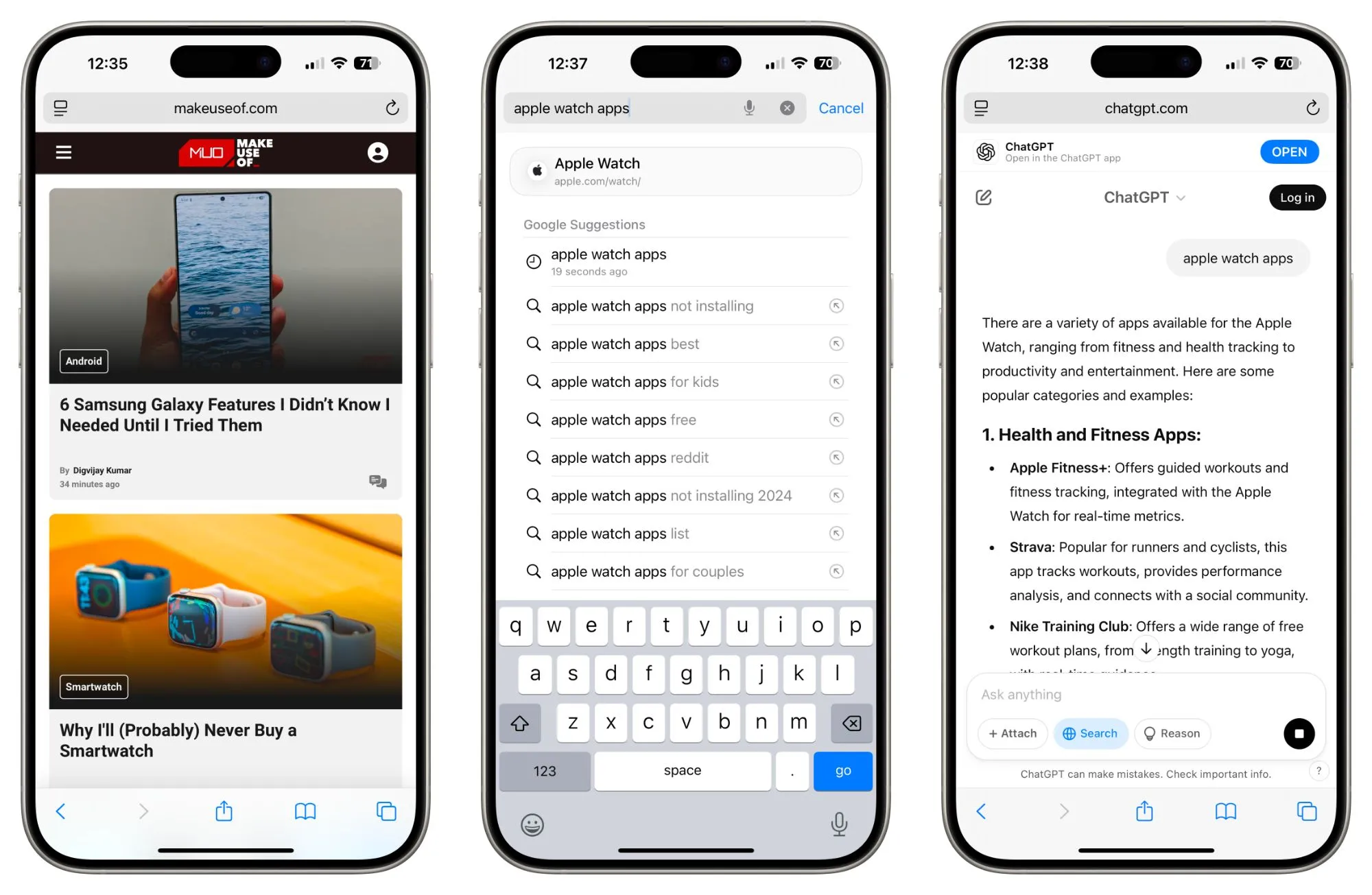 Giao diện tiện ích mở rộng ChatGPT Search khi tìm kiếm trên trình duyệt Safari iPhone