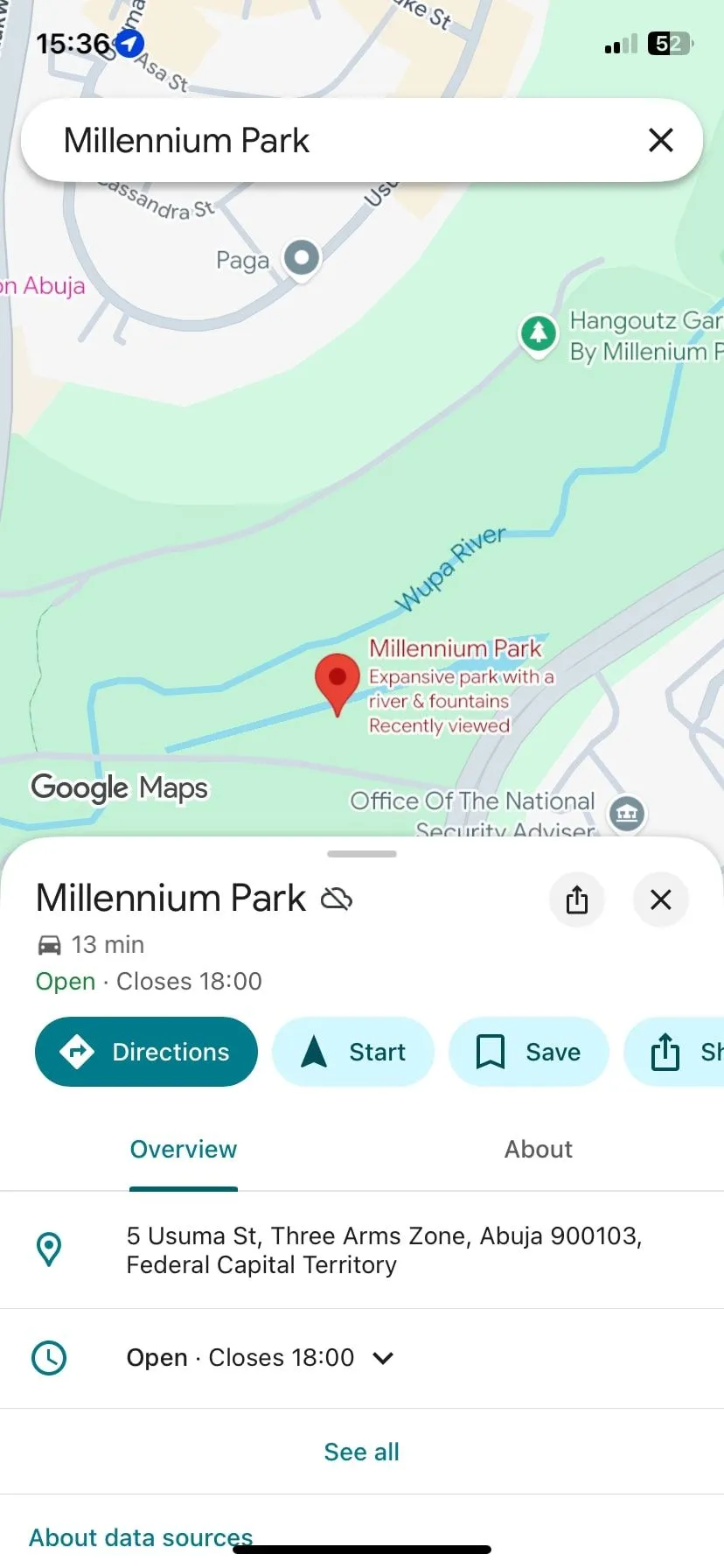 Giao diện tìm kiếm ngoại tuyến trên Google Maps cho iPhone, minh họa hạn chế khi không có kết nối mạng.